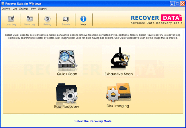 Home Screen - Windows Data Recovery Software