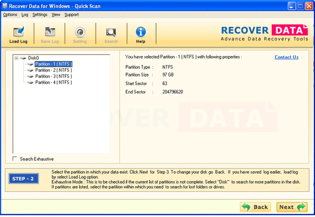 Select the Partition - NTFS Recovery Software