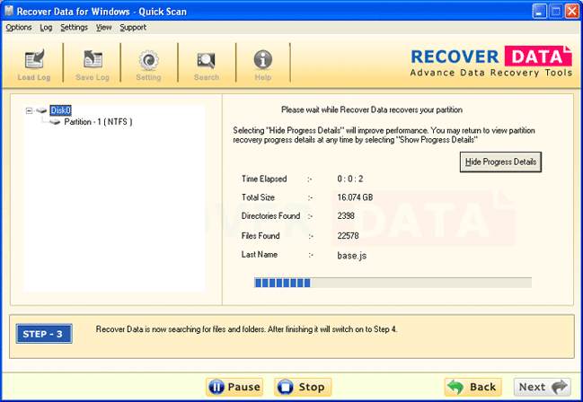 Partition Recovery Screen - Windows Partition Recovery